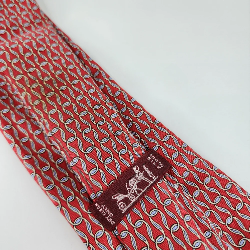 HERMES Red & Blue Silk Tie.